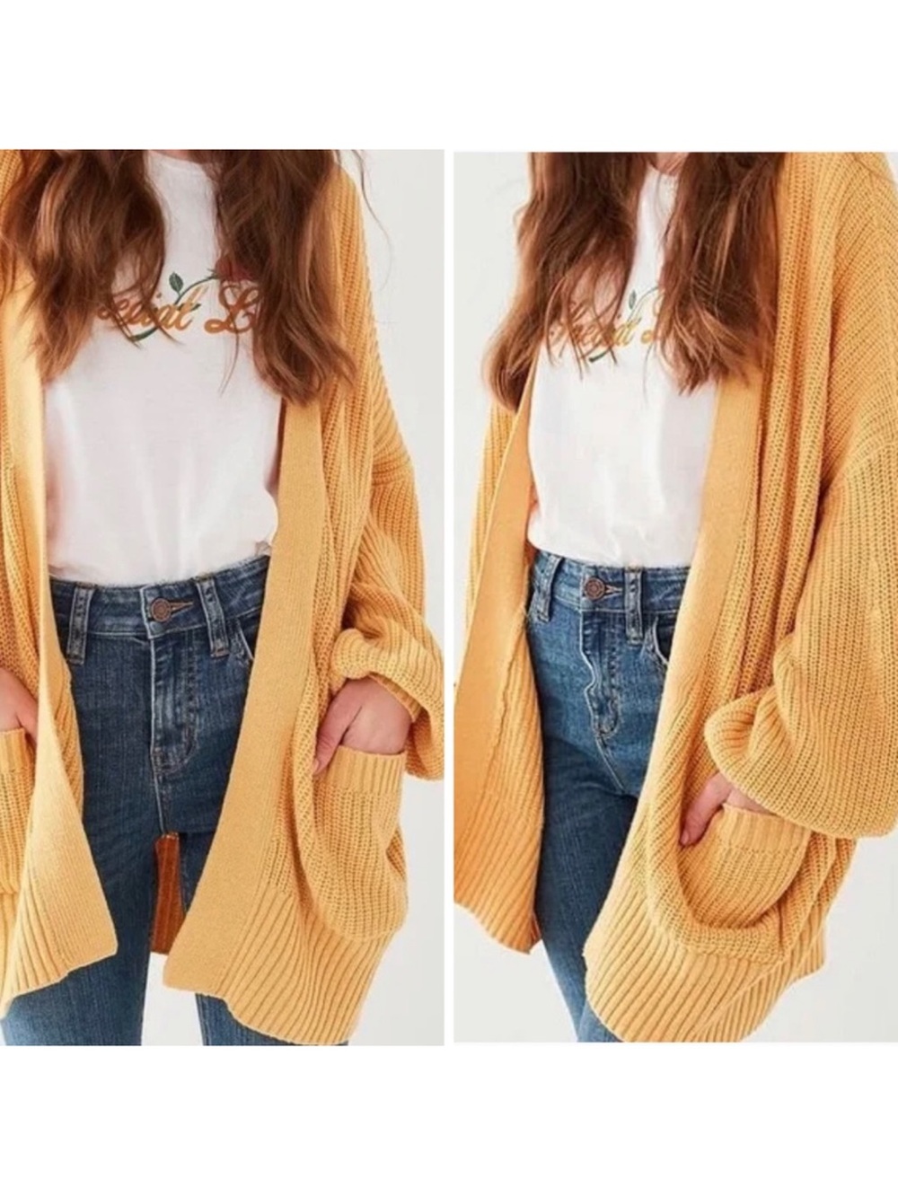 Urban Outfitters Parker Yellow Pocketed Cardigan